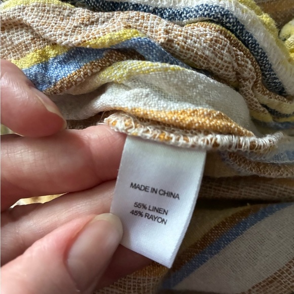 DREW striped linen rayon jumpsuit summer vacation Anthropologie sz XS cropped - Picture 8 of 16